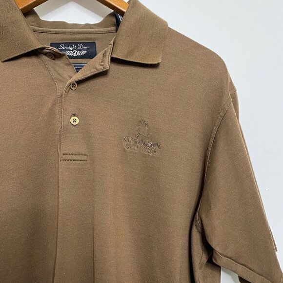 đStraightâDownâGreyhawkâEmbroidered GolfâPoloâBrownâSizeâMedium - Picture 2 of 5